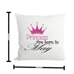 Loops n knots White & Black Princess Are Born In May Printed Pre-Filled Cushion image 3
