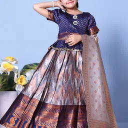 BAESD Girls Woven Design Mirror Work Ready to Wear Lehenga & Blouse With Dupatta-picture-56