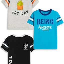 Here&Now X Game Begins Boys Pack Of 3 Typography Printed T-Shirt-picture-34