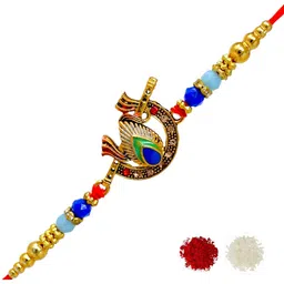 MEIRA JEWELLERY 3-Pcs Rakhi With Roli Chawal & Greeting Card image 4