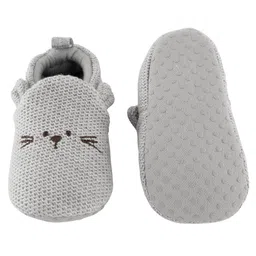 Baby Moo Knitted Kitten Design Booties - Grey image 4