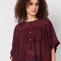 Iti Kimono Sleeve Georgette Top-image-52