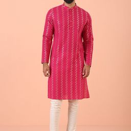 KISAH Men Striped Regular Pure Cotton Kurta with Churidar-picture-9