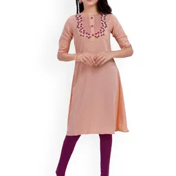 MASTARANG Girl Floral Embroidered Regular Kurti With Leggings-picture-49