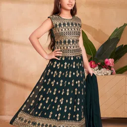 BAESD Girls Embroidered Ready to Wear Lehenga & Blouse With Dupatta image 2