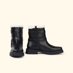 yoho Women Mid-Top Round Toe Slim Heel Winter Boots image 2