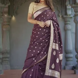 AdoreeStitch Ethnic Motifs Zari Linen Blend Handloom Saree-picture-32