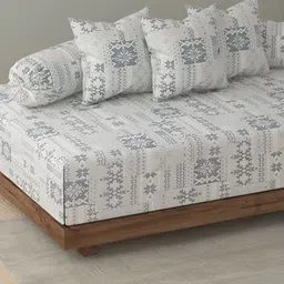 SWAYAM Grey & White Printed Diwan Set image 3