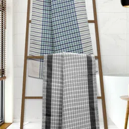 Athom Living Premium White & Green 2 Pieces Printed Cotton 210 GSM Bath Towels-picture-29