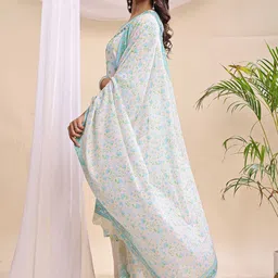 RAGHVENDRA TEXTILES Women Floral Printed Linen Kurta with Trouser & Dupatta image 2