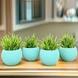 Akaar Blue 4 Pieces Fern Artificial Plant With Pot image 1