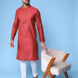 AURIK Men Solid Pure Silk Straight Kurta with Pyjamas-picture-37