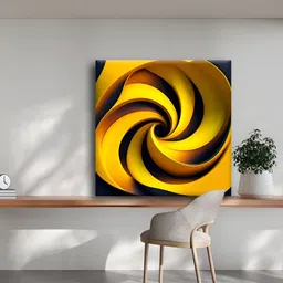 OLIVE TREE Yellow And Black Abstract Canvas Wall Art image 4
