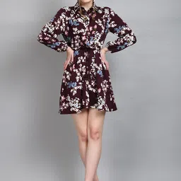DressBerry Floral Print Shirt Mini Dress-image-87