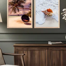 Kotart Brown & White 2 Pieces Wooden Wall Arts-image-35