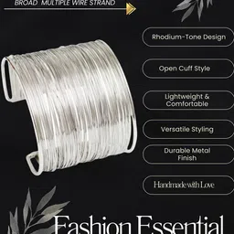 MANSIYAORANGE Rhodium-Plated Adjustable Cuff Bracelet image 3