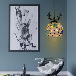 GAUVIK Green & Blue Printed Glass Ceiling Lamp image 4