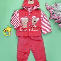 V-Mart Girls Striped T-shirt With Shirt & Pyjamas-picture-25