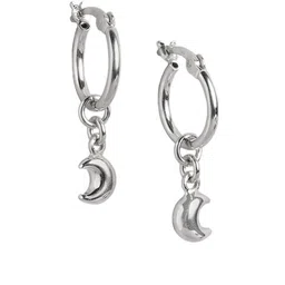 VANBELLE 925 Sterling Silver Rhodium Plated Half Moon Hoop Earring image 3