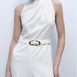 MANGO Draped Neck Party Jumpsuit With Belt-picture-35
