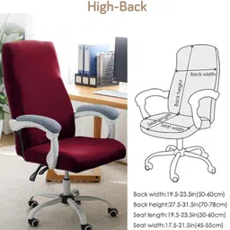 HOKIPO Maroon 140 GSM Stretchable Executive High Back Chair Cover image 5