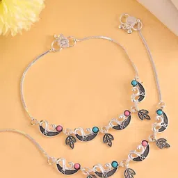 VOJ Silver-Plated Artificial Beads Anklet image 1