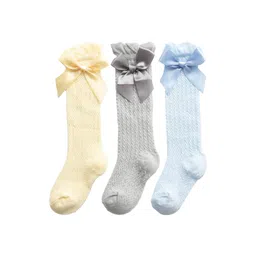 SYGA Infants Kids Pack Of 3 Self-Design Cotton Above Knee Length Socks-picture-14