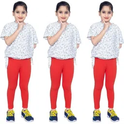 Tik Tok WEARS Girls Red Churidar Length Leggings-picture-17