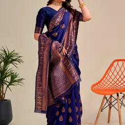 Vastravatika Ethnic Motifs Woven Design Zari Kanjeevaram Saree With Blouse Piece image 5