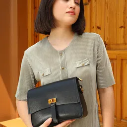 HAUTE SAUCE by Campus Sutra Leather Structured Sling Bag with Tasselled image 4