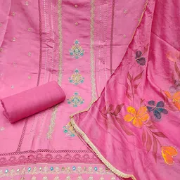 Peachmode Embroidered Pure Cotton Unstitched Dress Material image 2