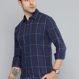 Mufti Slim Fit Checked Pure Cotton Casual Shirt image 5
