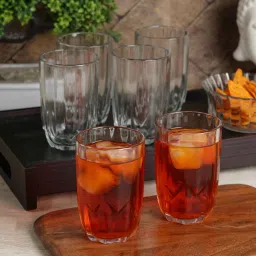 ceradeco Transparent 280 ml Glass Lotus Cut Designed (Set of 6) Everyday Glasses image 1