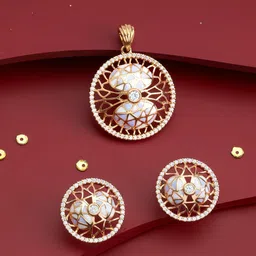 Kushal's Fashion Jewellery White Gold-Plated Party Zircon Pendant Set-picture-23