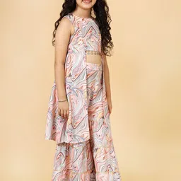 A.T.U.N. Girls Printed Crop Top With Palazzos image 3