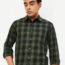 max Checked Spread Collar Cotton Shirt-picture-23