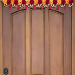 eCraftIndia Red & Yellow Floral Toran Door Hangings-image-7