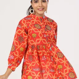 JAIPURRANG Floral Printed Mandarin Collar Peplum Top image 4