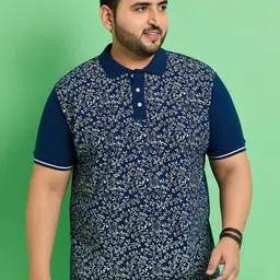 bigbanana Plus Size Floral Printed Polo Collar Cotton T-shirt-picture-26