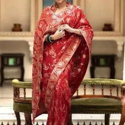 SP TEXTILE CLOTHES Woven Design Zari Art Silk Heavy Work Banarasi Saree image 2