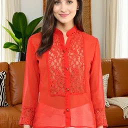 SZN Floral Mandarin Collar Shirt Style Top-picture-35