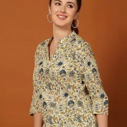 Anouk Rustic Women Floral Printed Mandarin Collar Regular Top image 3