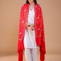 SWI Stylish Women Floral Embroidered Shawl image 5