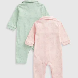 mothercare Girls Pack of 2 Printed Pure Cotton Sleepsuit image 3