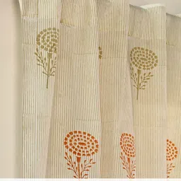 Peepul Tree Rust & Cream-Coloured Floral Door Curtain image 3