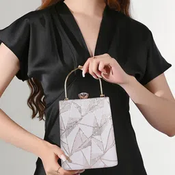 NORVE Embellished Box Clutch With Twist Closure image 3