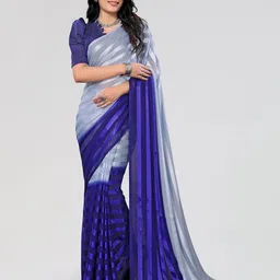Moda Rapido Women Striped Satin Saree image 3