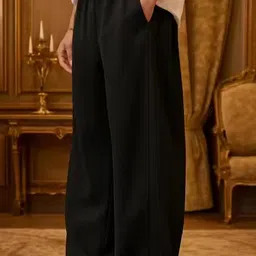 nivcy Men Relaxed Black Cotton Blend Trousers-picture-47