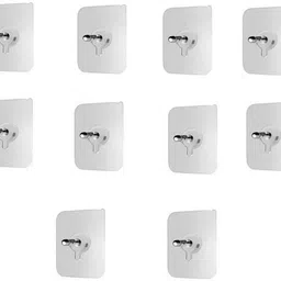 houseofcommon Transparent Adhesive Wall Screw Base for Hooks and Curtain Rods – Pack of 10 Hook 10-picture-28