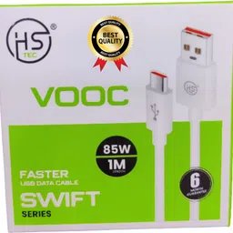 Mozahidul Telecom USB Type C Cable 1 m USB Type C Cable 2 A 1 m 85W_10V/6.5A VOOC/DART/WARP/DASH/SUPERVOOC/SUPERDART FAST CHARGER (Compatible with Oppo, Realme, Narzo, Oneplus, Vivo, Iqoo, Samsung ,Motorola, Redmi, Poco, One White Cable) image 1